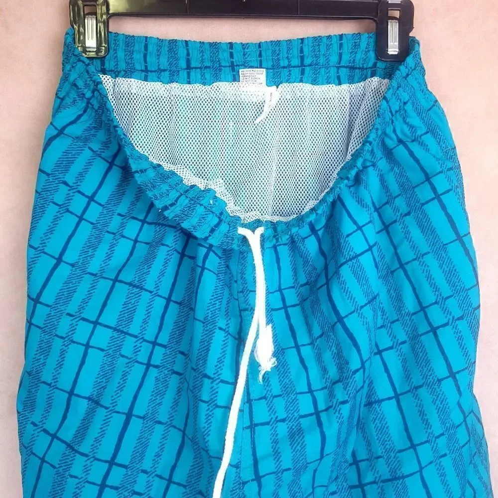 Vintage MTO Sport Swim Trunks Shorts Blue Turquoise Size Lg